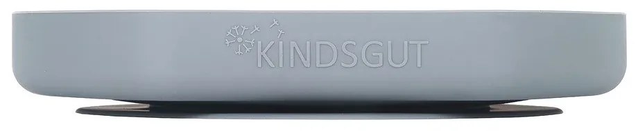 Сива силиконова детска чиния 19x20,5 cm – Kindsgut