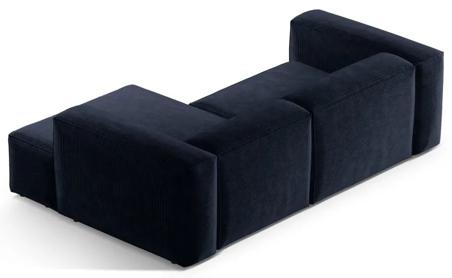 Тъмносин ъглов диван от рипсено кадифе (десен ъгъл) Bergamo – Cosmopolitan Design