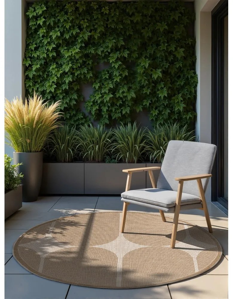 Кръгъл килим за открито и закрито в цвят слонова кост и бежово ø 160 cm Duet Bowen – NORTHRUGS