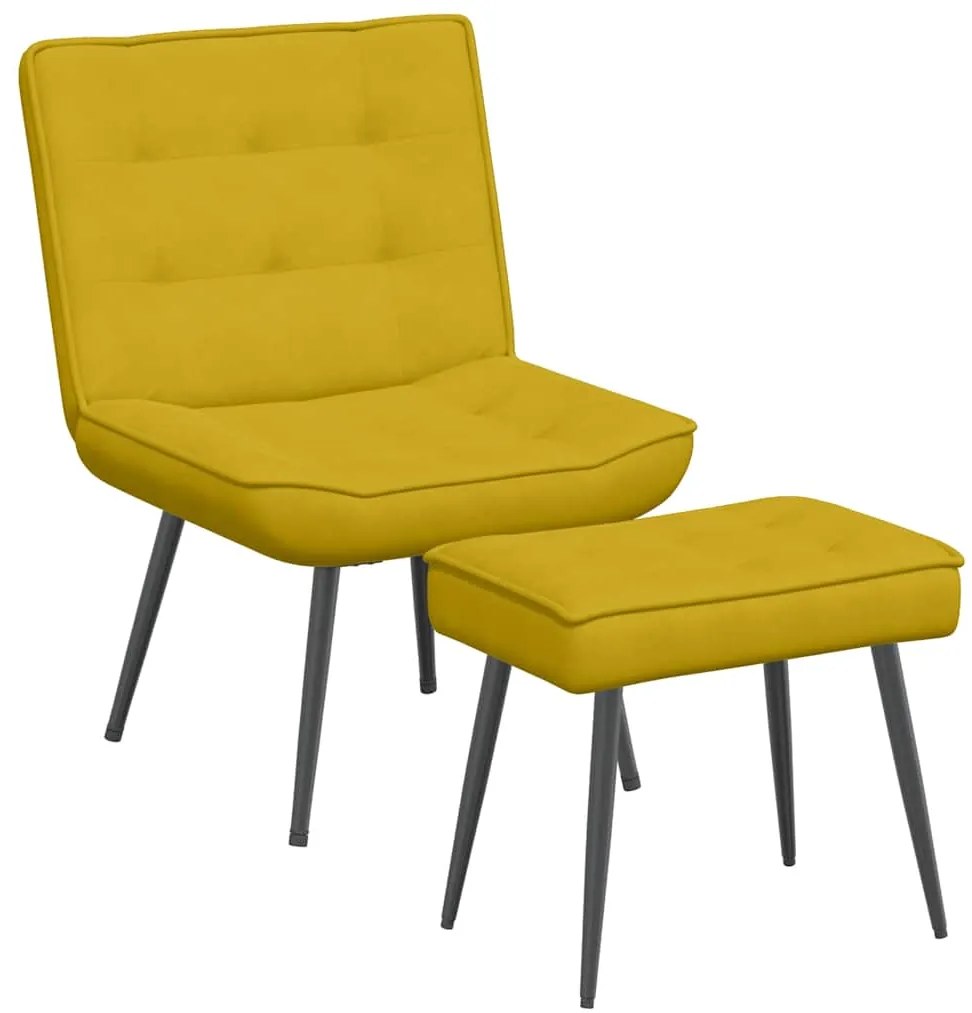 4012333 vidaXL Релаксиращ стол с табуретка Жълто кадифе