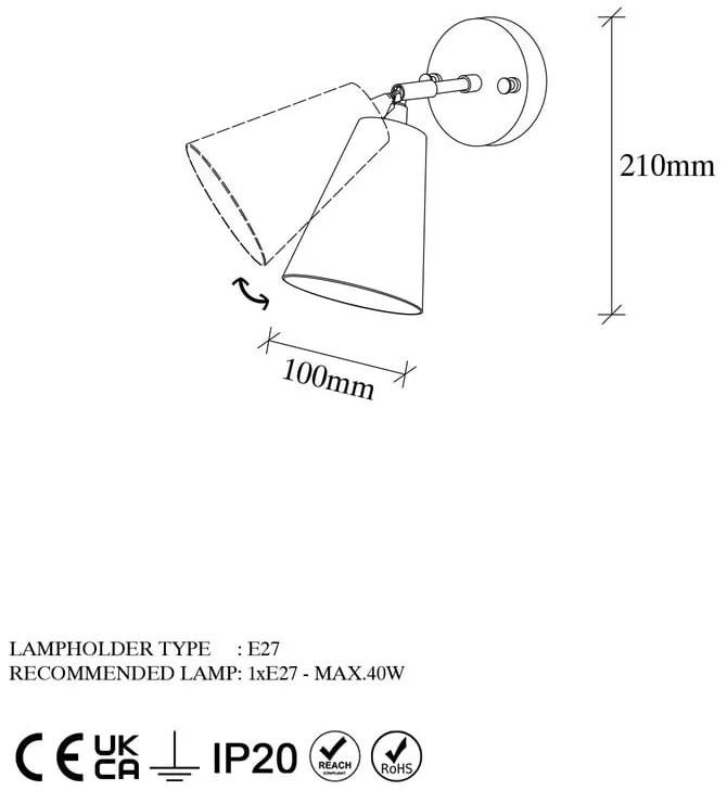 Стенна лампа в черно и златисто ø 10 cm Evander – Opviq lights