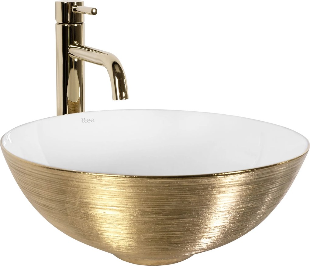 Умивалник за плот REA STELLA Gold Brush / White