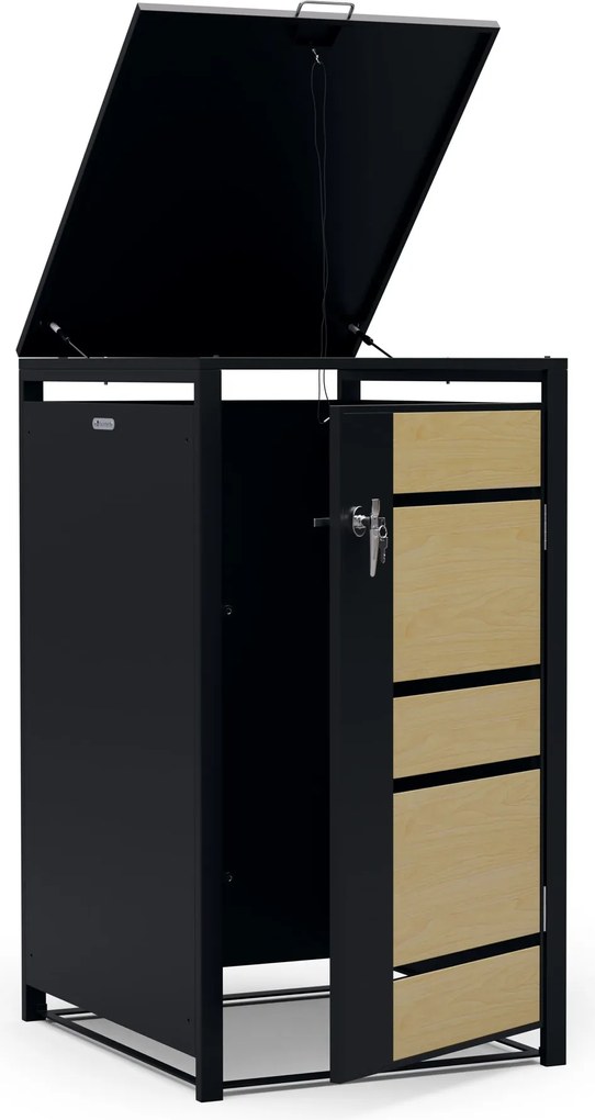 Blumfeldt BinSafe, контейнер за отпадъци, 1 кошче за отпадъци, 240 л, заключващо се, поцинкована стомана, устойчива на атмосферни влияния