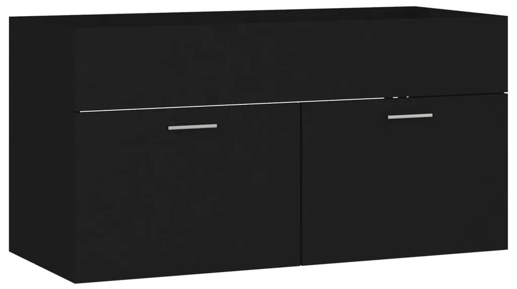 804666 vidaXL Долен шкаф за мивка, черен, 90x38,5x46 см, инженерно дърво