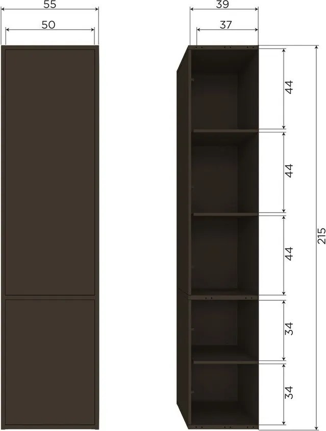 Тъмнокафяв модулен шкаф от масивен бор 55x215 cm Meggy – WOOOD