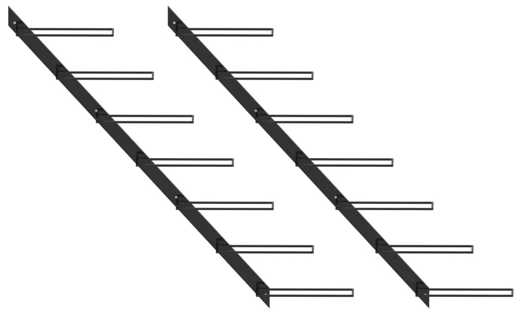 289565 vidaXL Стойки за вино за 14 бутилки стенен монтаж 2 бр черни метал