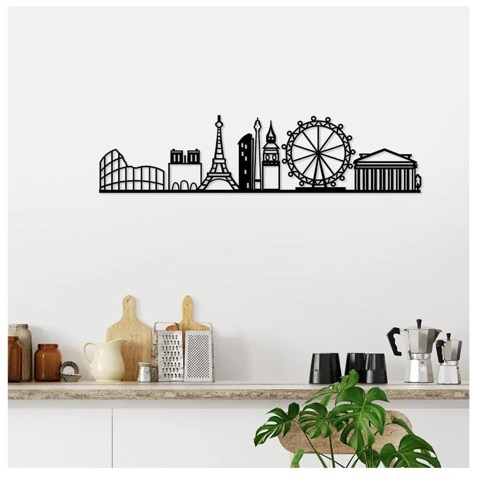 Метална декорация за стена 120x29 cm Cities - Wallity