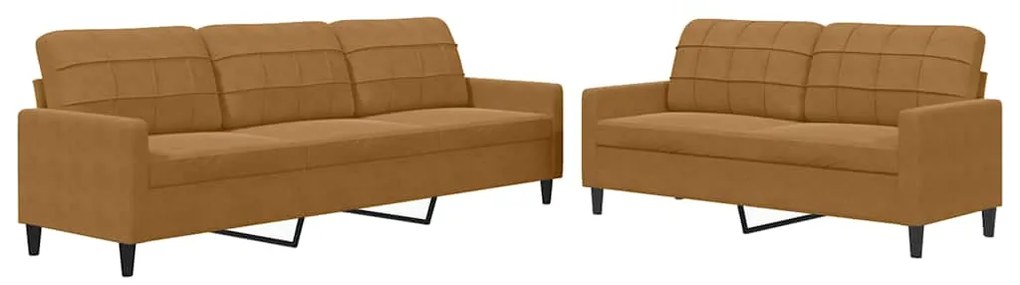 3278478 vidaXL Комплект дивани от 2 части с възглавници, кафяв, кадифе