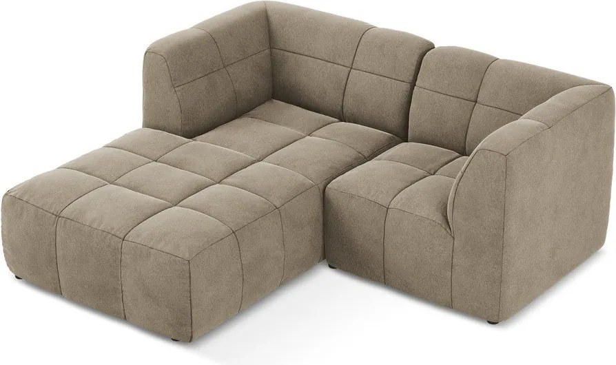 Кафяв кадифен ъглов диван (ляв ъгъл) Aloha – Makamii