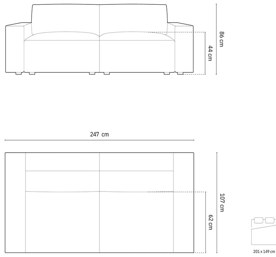 Тъмносив разтегателен диван 247 cm Jodie – Micadoni Home