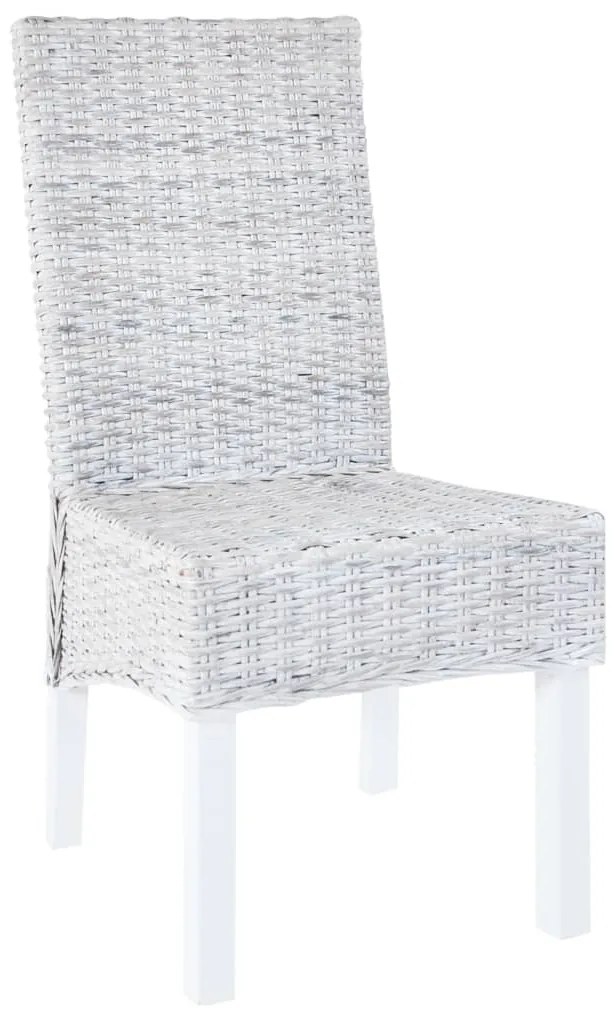 275465 vidaXL Трапезни столове, 4 бр, бели, кубу ратан и манго дърво