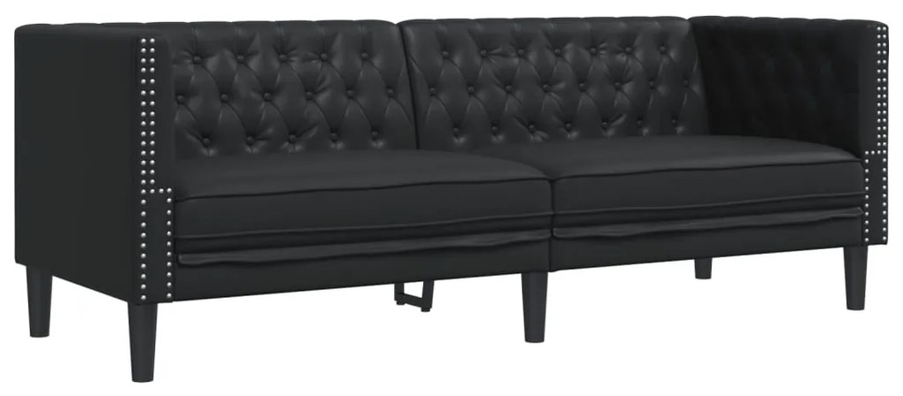 372666 vidaXL Диван Chesterfield с 3 седалки от черна kunstnahast