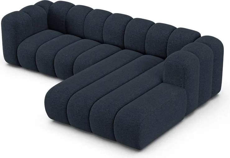 Тъмносин шенилов ъглов диван (десен ъгъл) Lupine – Micadoni