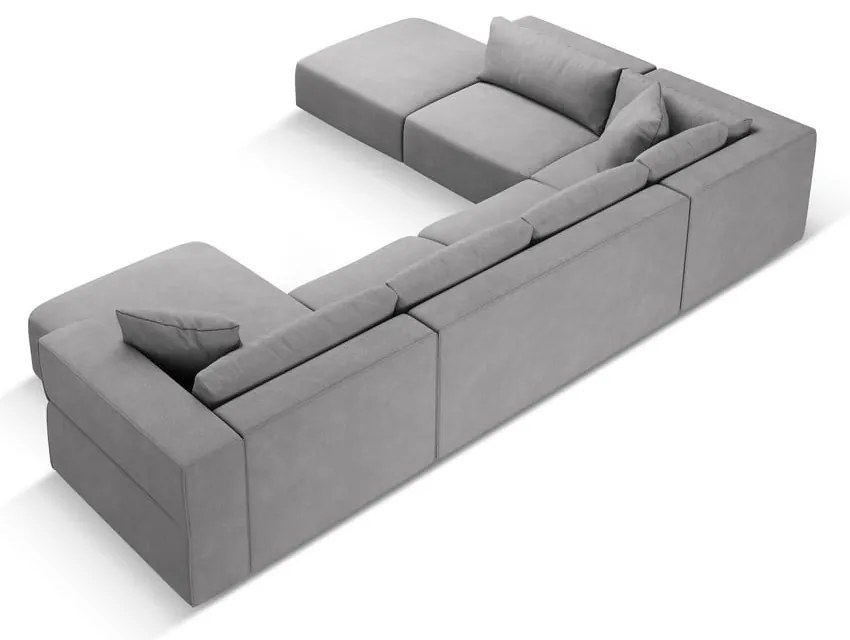 Светлосив ъглов U-образен диван, ляв ъгъл Esther – Milo Casa