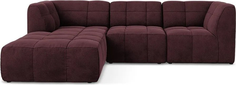 Бордо кадифен ъглов диван (ляв ъгъл) Aloha – Makamii
