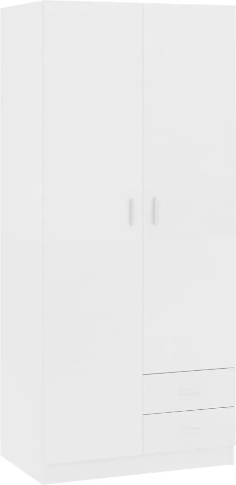 800639 vidaXL Гардероб, бял, 80x52x180 см, инженерно дърво