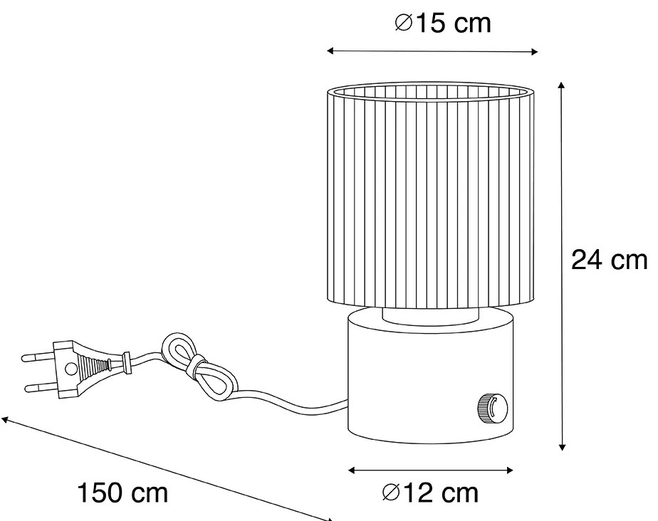 Лампа за маса в стил арт деко черна с опушено стъкло - Laura