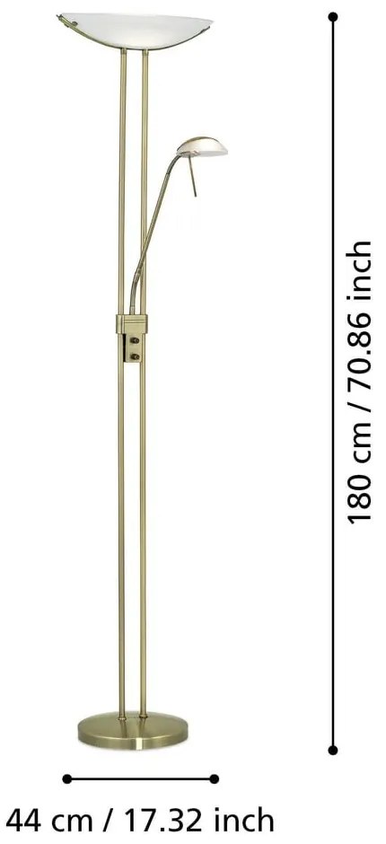 Подова лампа в бронзов цвят със стъклен абажур (височина 180 cm) BAYA – EGLO