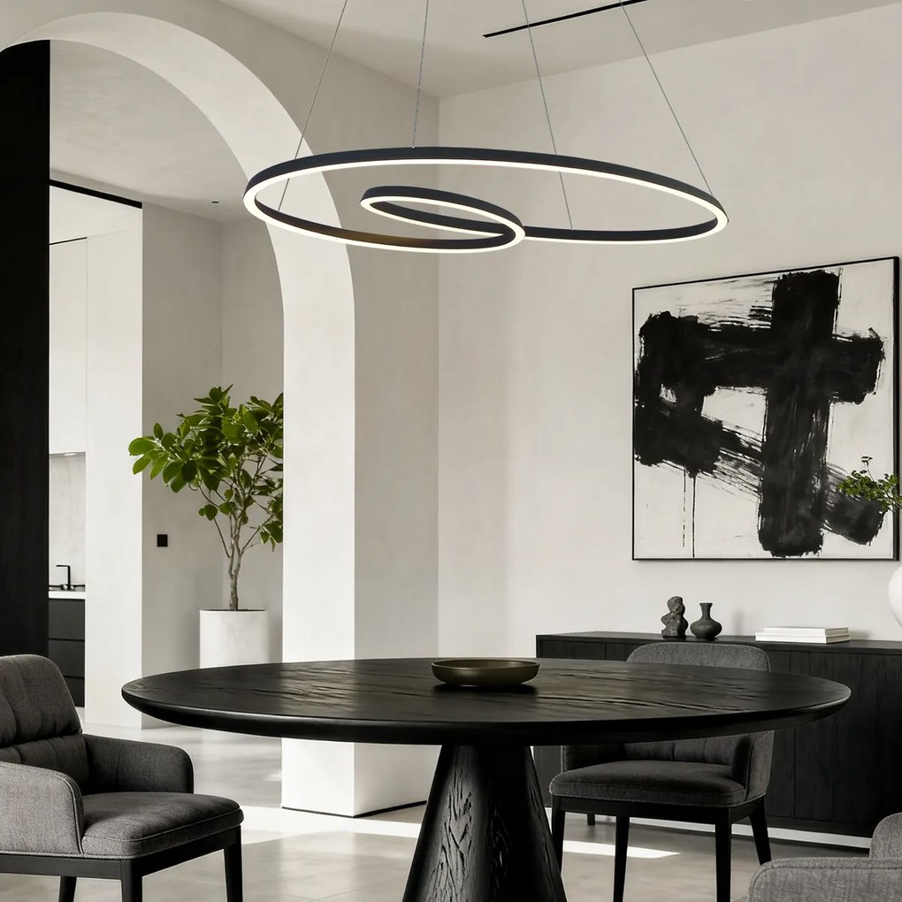 Скандинавска висяща лампа черна 110 см вкл. LED с 3-степенно димиране - Circuit