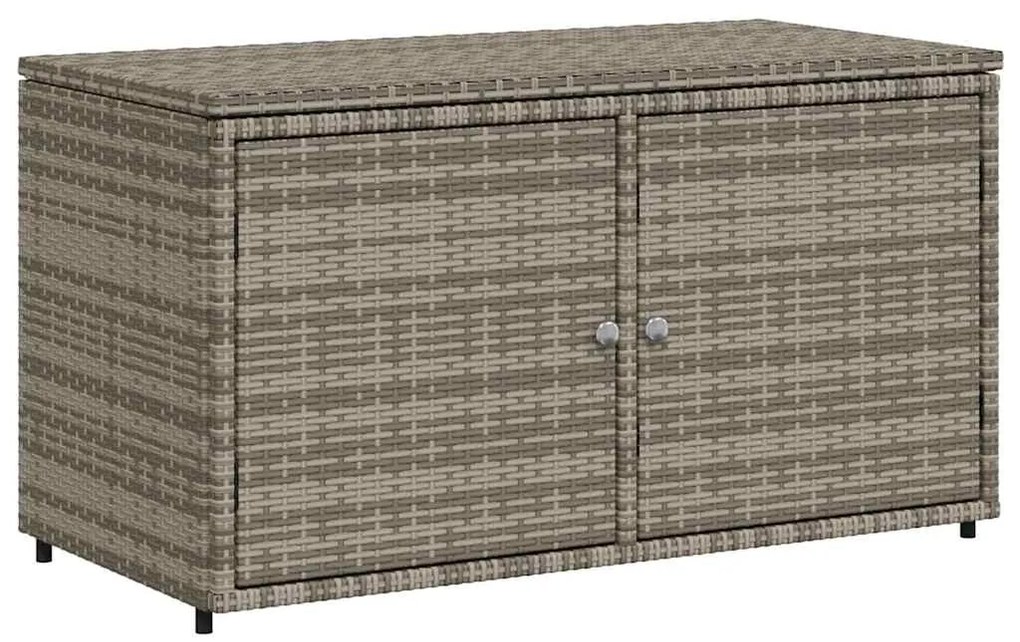 365569 vidaXL Градински шкаф за съхранение, сив, 110x55x60,5 см, полиратан