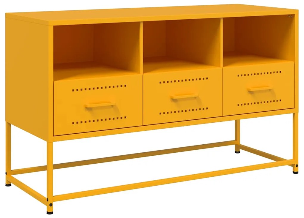 846545 vidaXL ТВ шкаф, горчица жълто, 100,5x39x60,5 см, стомана
