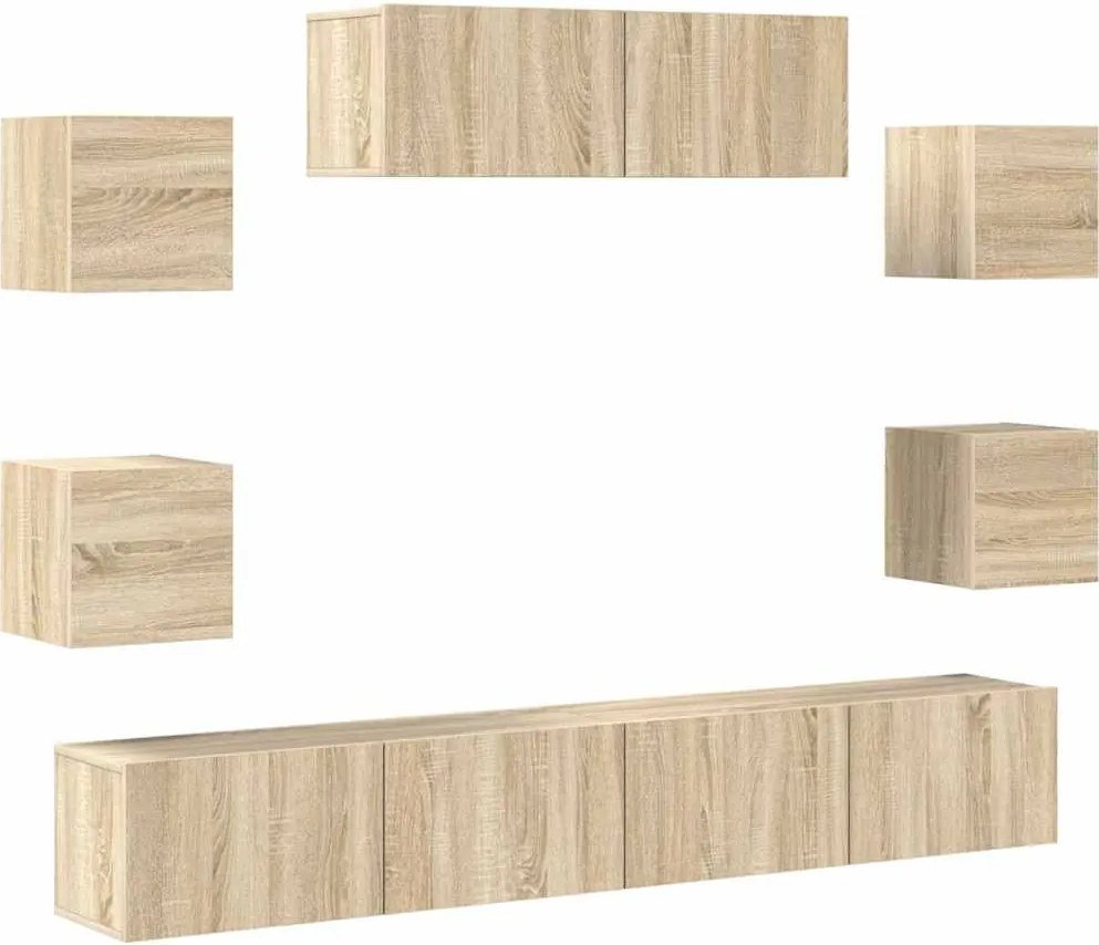 3114520 vidaXL Комплект ТВ шкафове от 7 части, сонома дъб, инженерно дърво7