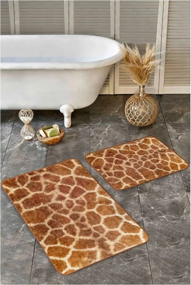 Кафяви кадифени килими за баня в комплект от 2 бр. 60x100 cm – Mila Home