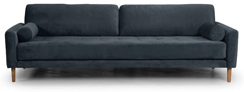 Четириместен диван Midcentury в черно кадифе, 244/93/66 см