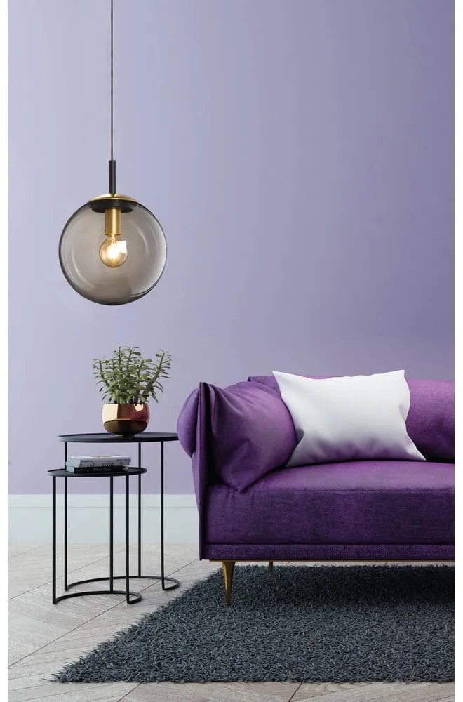 Черно висящо осветително тял със стъклен абажур Dini – Fischer &amp; Honsel