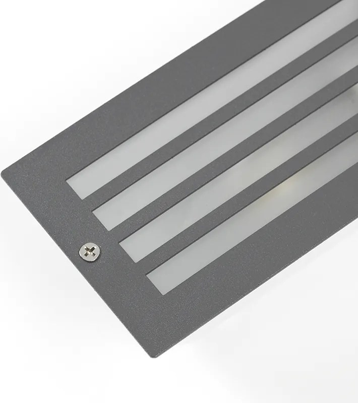 Модерна вградена лампа тъмно сива IP44 - Hurricane