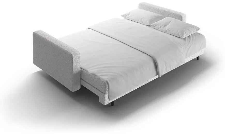 Светлосив разтегателен диван с място за съхранение от букле 222 cm Bali – Cosmopolitan Design