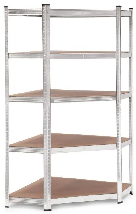 Стабилен ъглов метален стелаж за съхранение с 5 рафта 180x90x40 см