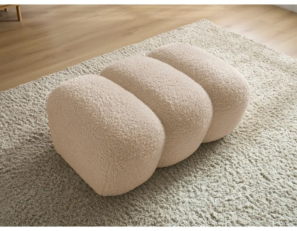 Бежова табуретка от прежда с примки от букле Hippolyte – Bobochic Paris