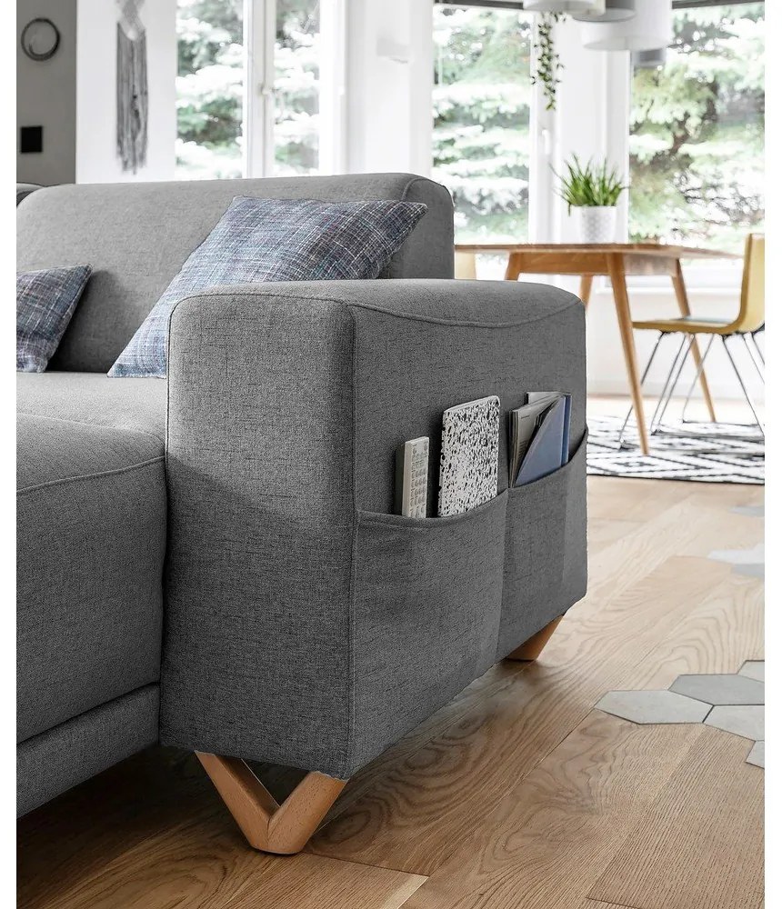 Сив разтегателен/с място за съхранение ъглов диван (ляв ъгъл/U форма) Classy Sophie – Miuform