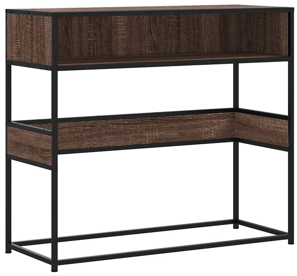 849173 vidaXL Конзолна маса, кафяв дъб, 90x35x80 см, инженерно дърво