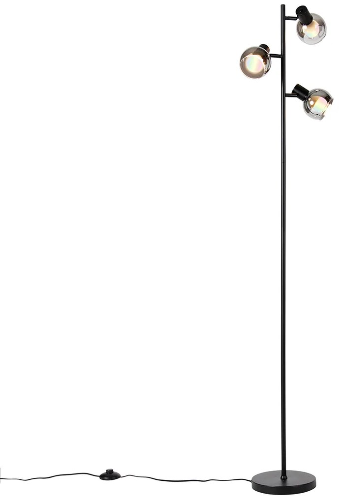 Интелигентна подова лампа черна с димно стъкло с 3 Wi-Fi P45 - Vidro