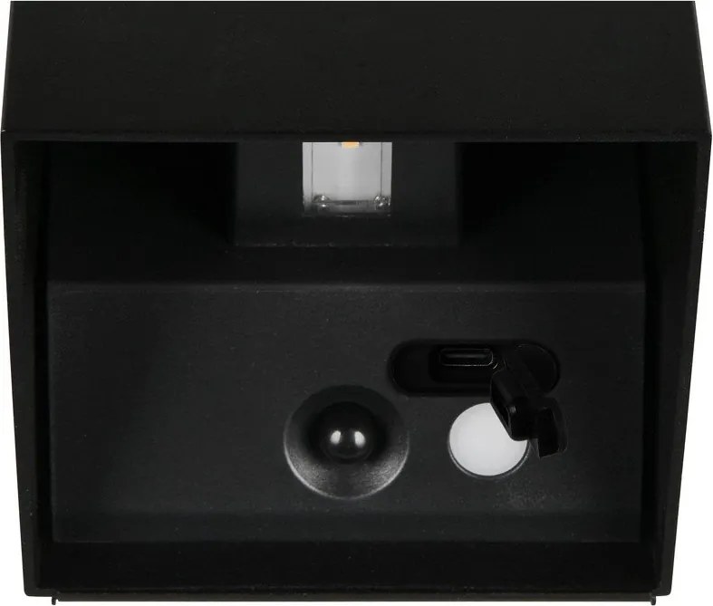 LED стенно външно осветително тяло с USB със сензор за движение (височина 10 cm) Genie – Trio