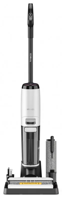Вертикална прахосмукачка Tineco Floor One S7 Steam Plus 4В1, 240W, Сухо/Мокро, 0.7 л мръсна/0.8 л чиста, LED екран и осветление, Пара + сушене, Бял/черен