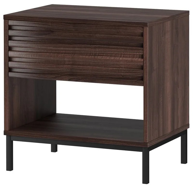 Тъмнокафяво нощно шкафче с орехов плот Celine – Støraa