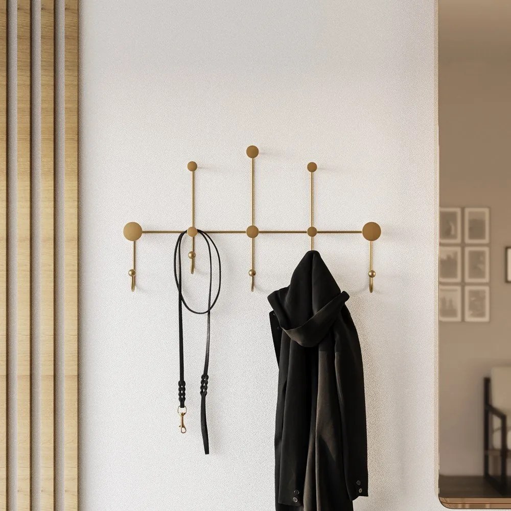 Метална стенна закачалка в златист цвят Dama – Kalune Design