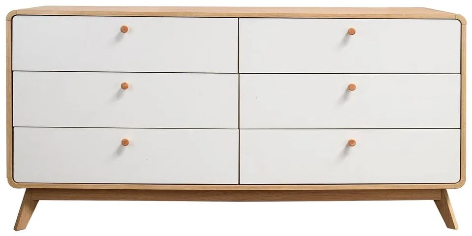 Бяло-естествен нисък скрин от декор от дъб 150x74 cm Caitlin – Støraa