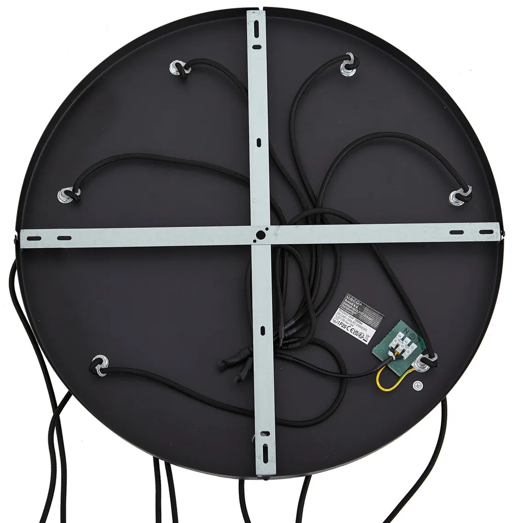 Модерен висящ лампион черен с бяло стъкло кръгъл 7 светлини - Misty