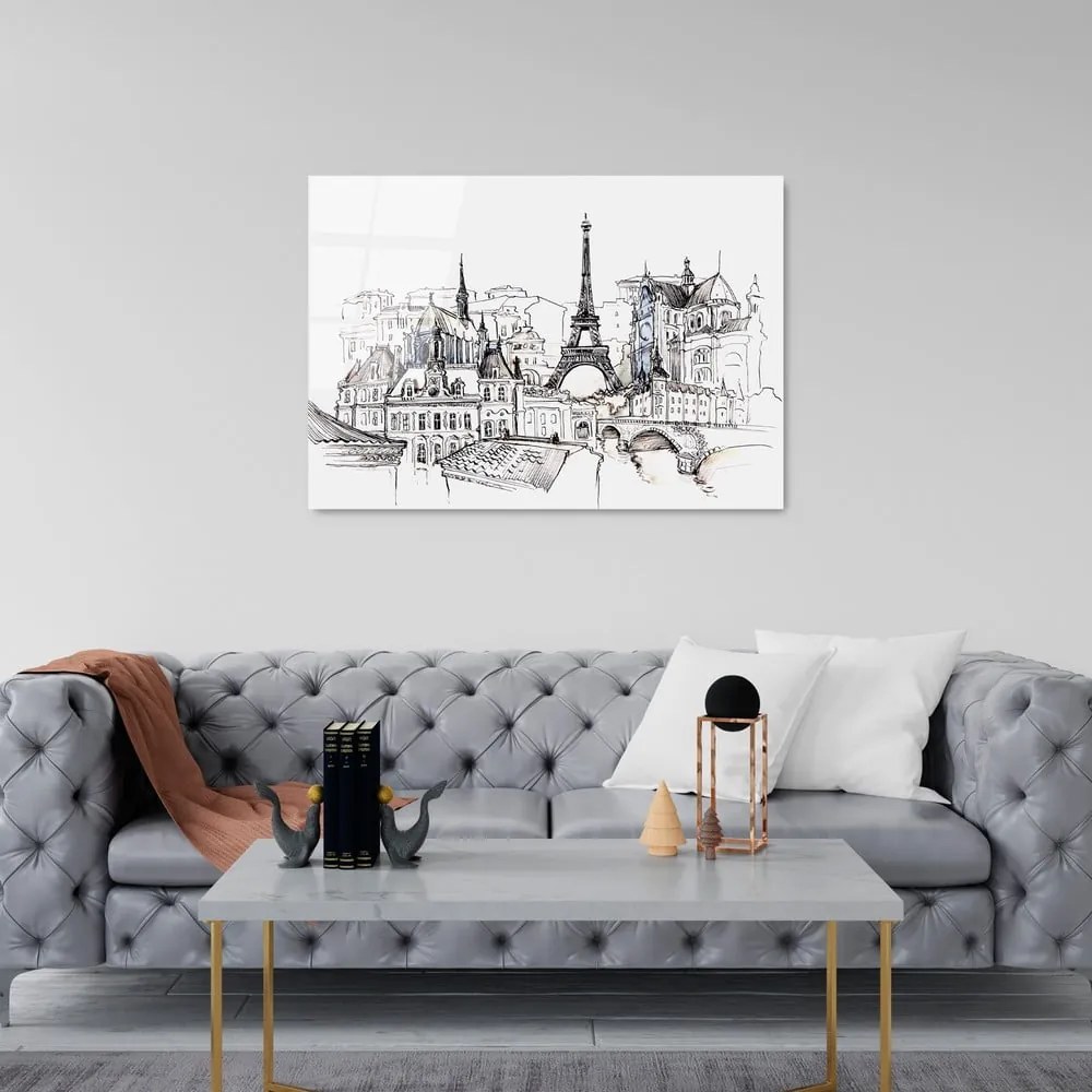 Живопис върху стъкло 70x100 cm Paris - Wallity