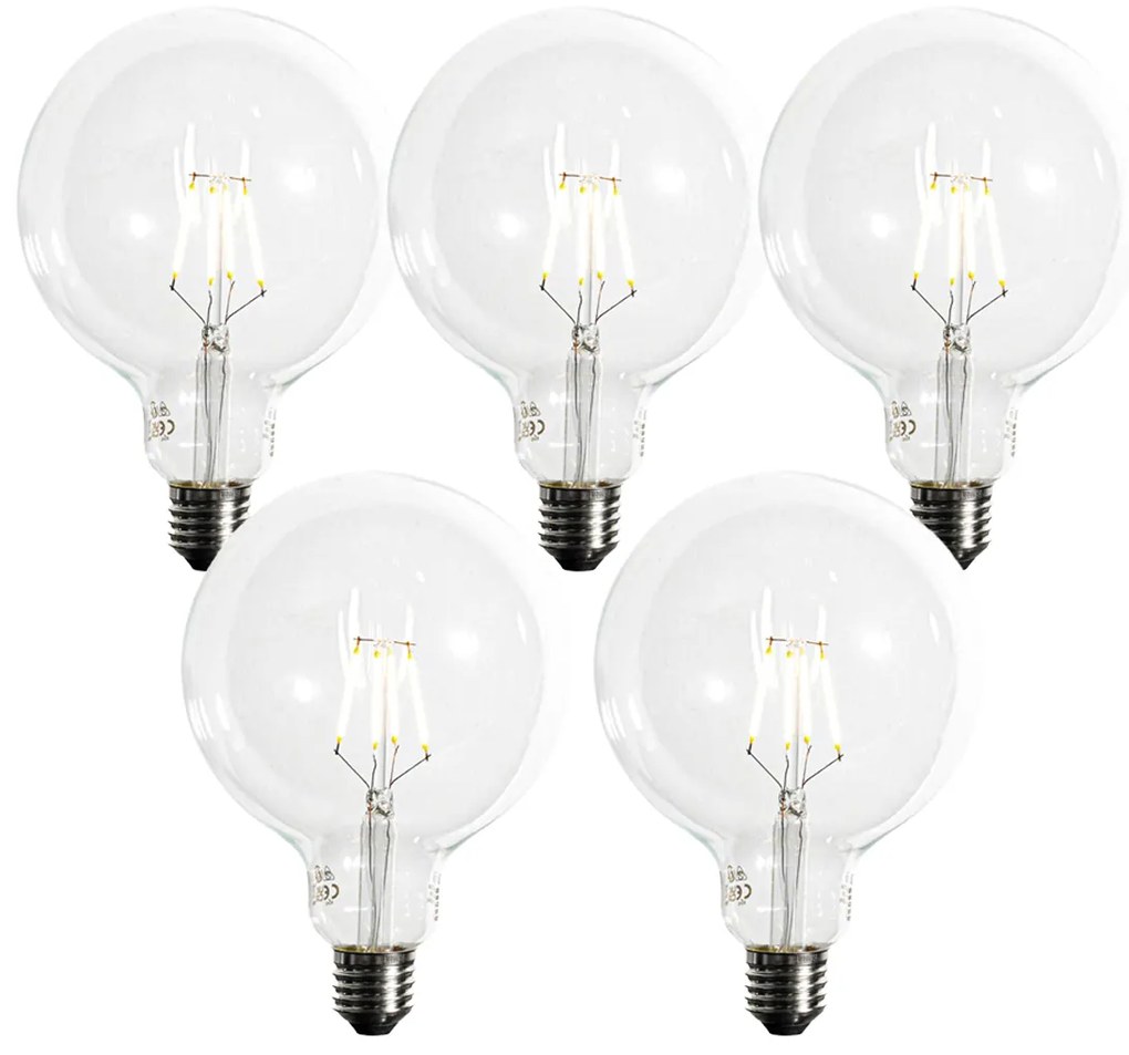 Комплект от 5 E27 Димируема LED спирална крушка G125 5W 450lm 2200K