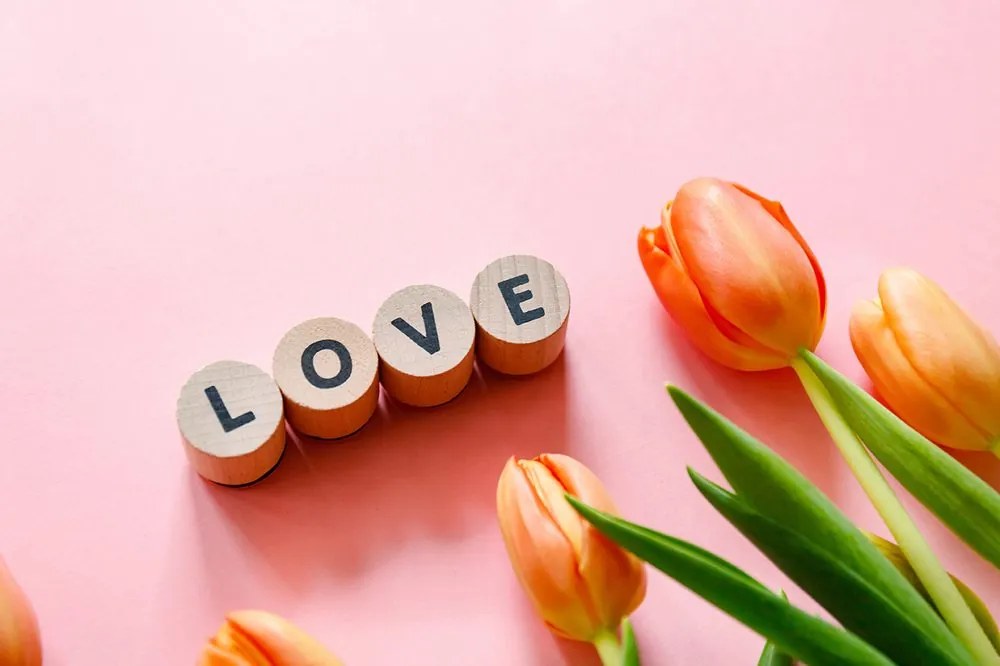 Самозалепващ фототапет – Кубчета с надпис Love