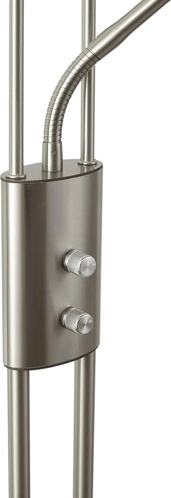 Модерна подова лампа стомана с лампа за четене с LED и димер - Divo