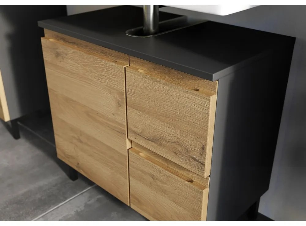 Тъмно сив шкаф под мивката от дъб 60x56 cm Salinas - Germania