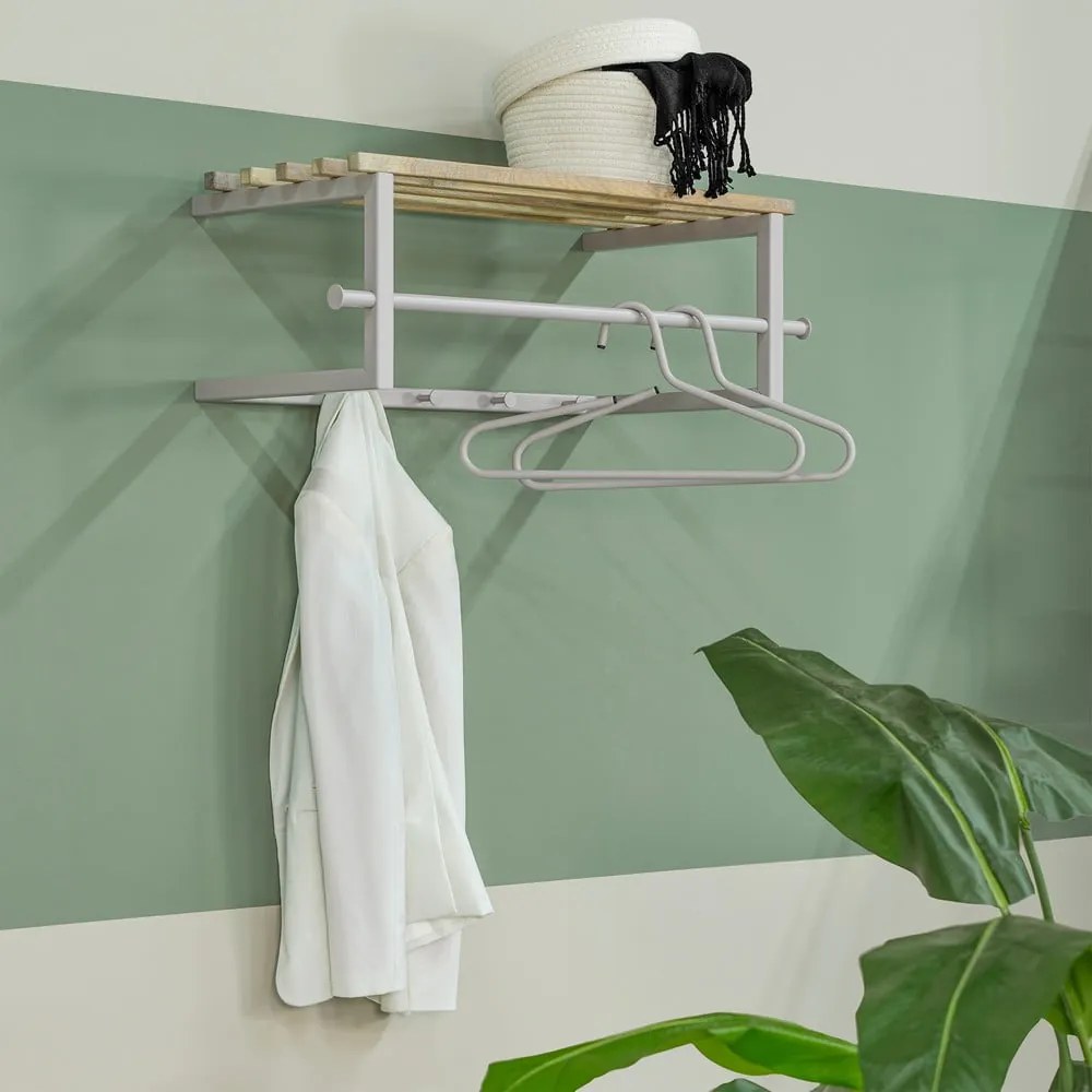 Метална стенна закачалка в естествен цвят/кафяво-сива с рафт 76 cm Marco – Spinder Design