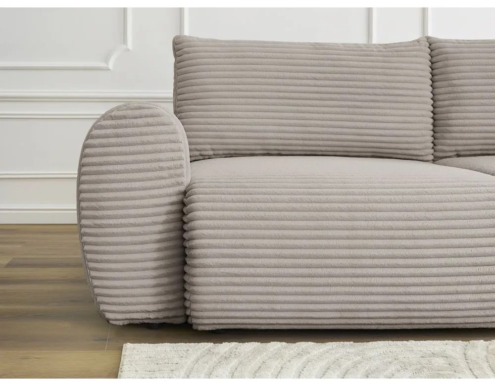 Светлосиво-бежов разтегателен диван от рипсено кадифе 257 cm Lucien – Bobochic Paris