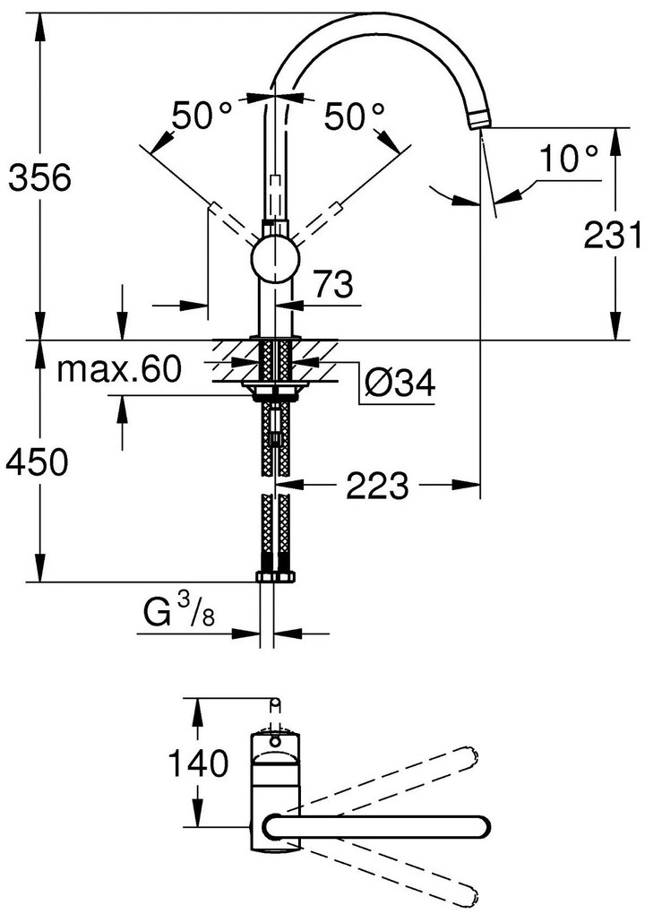 Кухненски кран Grohe Minta II High